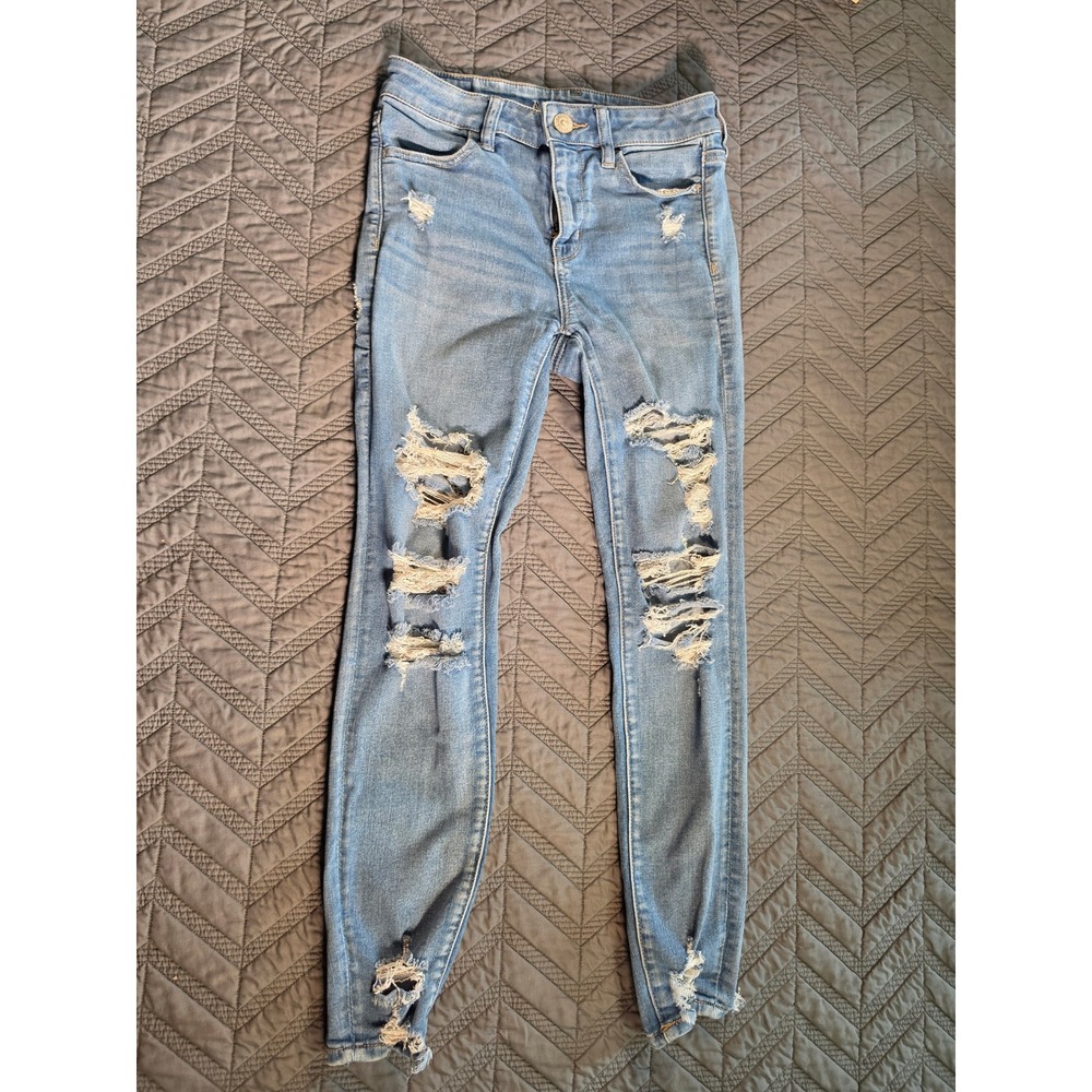 American Eagle Ne(x)t Level Stretch Distressed Skinny Jeans Blue 4 Short